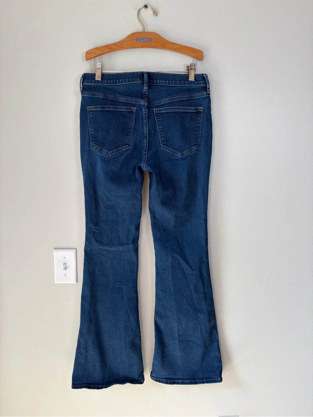 J. Crew Full Length Flare Jeans Stretch Denim Capsule Wardrobe Closet Staples
